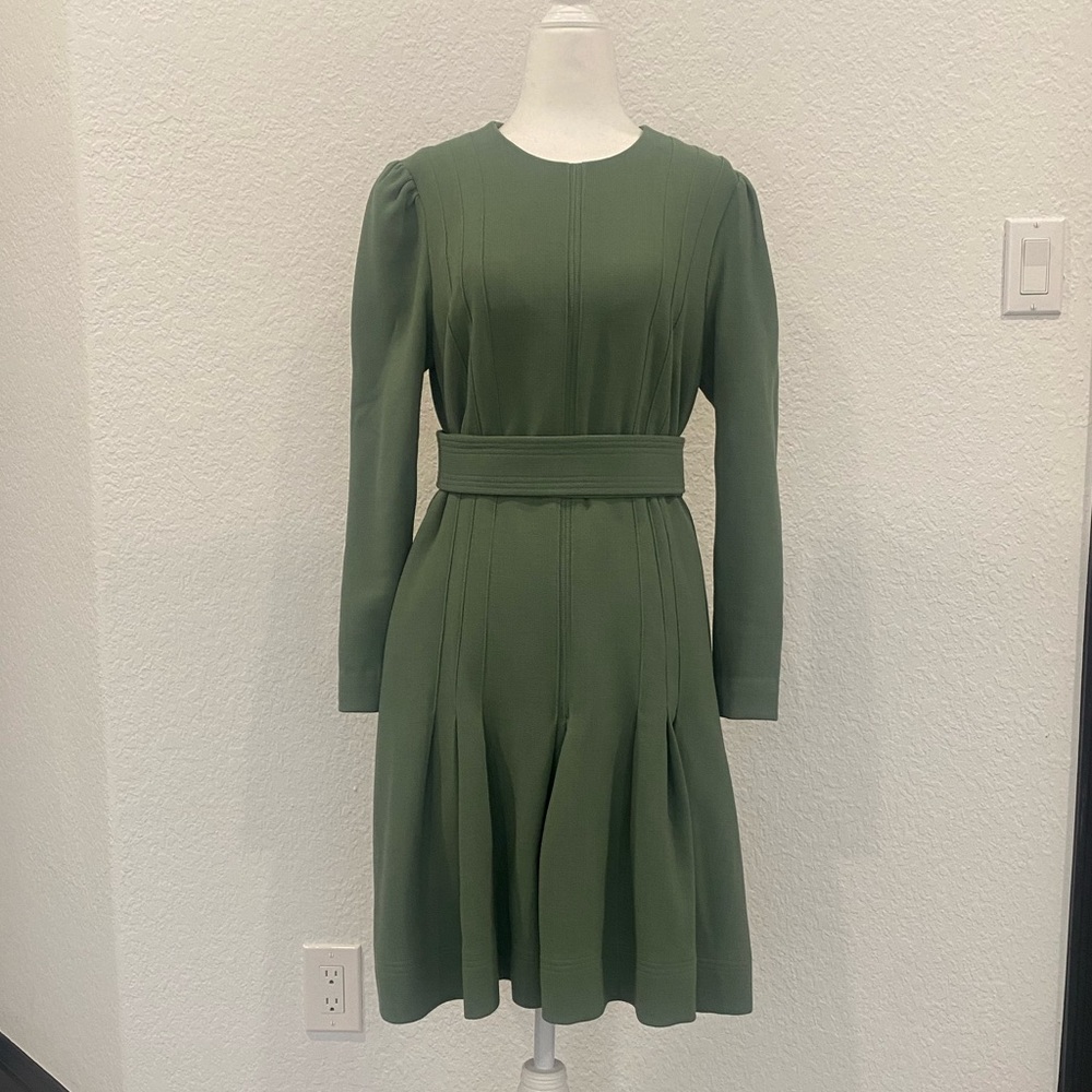 Lela Rose Flounce Hem Tunic Dress in Sage